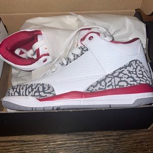 Jordan 3 retro (ps) white & cardinal red